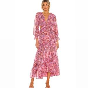 Misa Los Angeles floral cut out midi dress